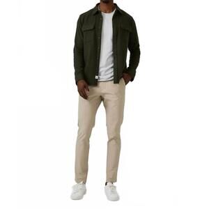 NEW 7DIAMONDS men's generation long sleeve solid shirt in khaki olive